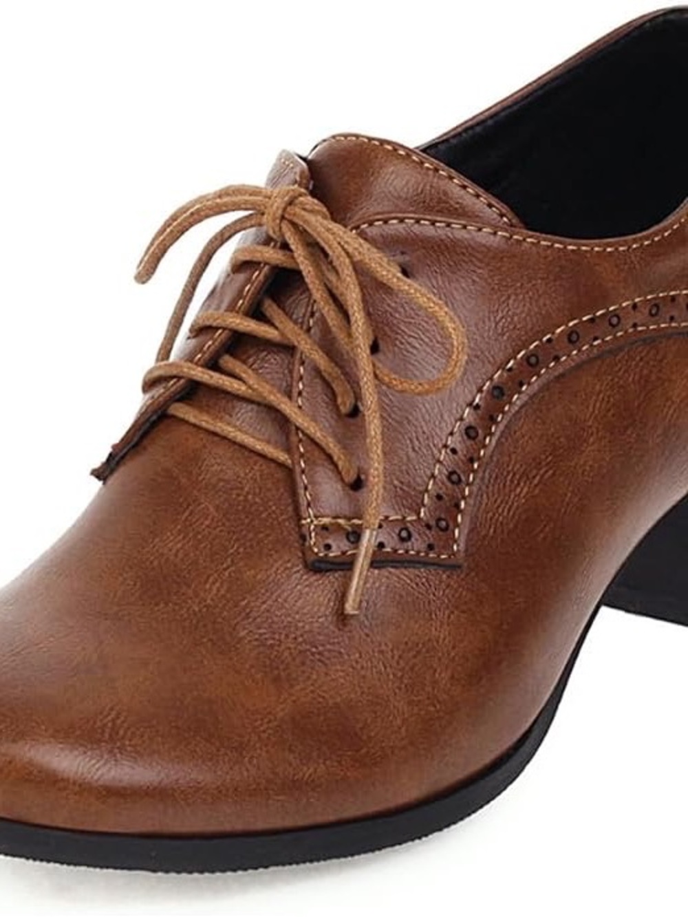 Women’s Brown Lace-Up Low Heel Oxford Shoe